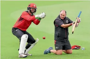  ??  ?? Canterbury coach Gary Stead, pictured with gloveman Cameron Fletcher, built a strong record by winning three Plunket Shield titles in four years.