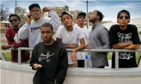  ?? Photograph: Kirk McKoy/Los Angeles Times via Getty Images ?? Carving out a new space .... Odd Future in 2011, left to right: Mike G, Tyler the Creator, Frank Ocean, Syd, Left Brain, Domo Genesis and Hodgy Beats.