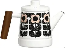  ??  ?? Orla Kiely House scribble square flower enamel teapot, £55, Andshine