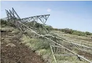  ?? /Antonio Muchave ?? Collapse: One of seven electricit­y pylons that collapsed at the weekend, leaving parts of Tshwane with no power.