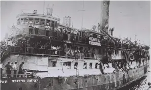  ?? (Shershel Frank/Wikimedia Commons) ?? THE ‘S.S. EXODUS’ is seen after the British took over the ship in July 1947.