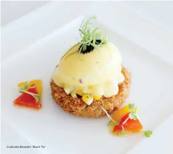  ??  ?? Crabcake Benedict "Black Tie"