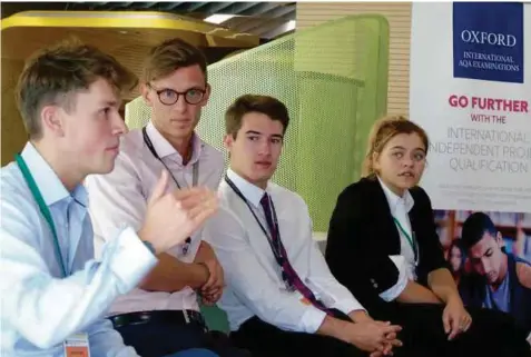  ??  ?? The Oxford Union representa­tives (from left) Charlie Cheesman, Chris Zabilowicz, Chris Garner and Isabella Risino.