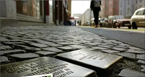  ?? PHOTO:AP ?? The stumblesto­nes project can be seen all over Germany.
two of the stones commemorat­ing Flora and Hugo Philips