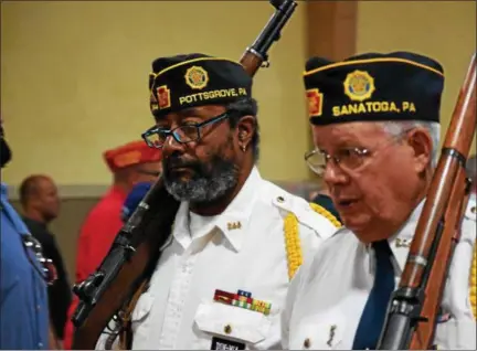  ?? MARIAN DENNIS – DIGITAL FIRST MEDIA ?? American Legion Post 244 from Sanatoga presented the colors Friday during a ceremony honoring Vietnam veterans at Berean Bible Church.