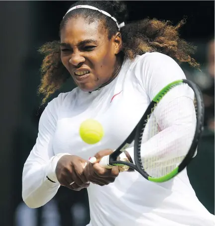  ?? NEIL HALL/THE ASSOCIATED PRESS ?? Serena Williams has reached yet another Wimbledon final after topping Germany’s Julia Goerges 6-2, 6-4 Thursday.
