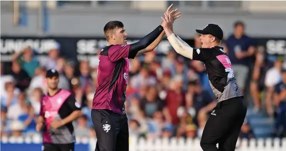  ?? Picture: Dave Vokes/Shuttersto­ck ?? Craig Overton took three wickets for Somerset in Wednesday’s Vitality Blast win against Glamorgan