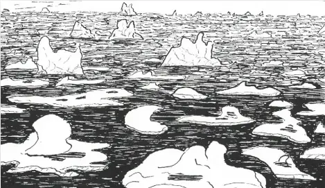  ??  ?? An Icefield
From a drawing by F. G. Banting