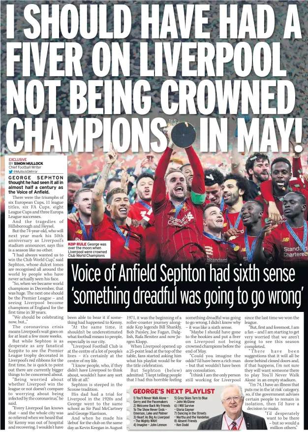  ??  ?? KOP RULE George was over the moon when Liverpool were crowned Club World Champions