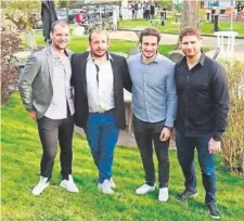  ??  ?? Arnaud Serlin, David Attoub, Sylvain Nicolas et Pascal Papé ont offert un millier de repas aux hôpitaux lyonnais au début de la crise du Covid-19.