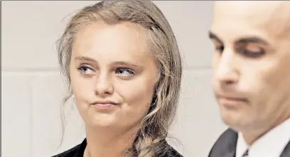  ??  ?? The kids aren’t all right: Michelle Carter, who has been charged with manslaught­er for allegedly convincing her teenage boyfriend to commit suicide, with her attorney at a New Bedford, Mass., court on Aug. 24.