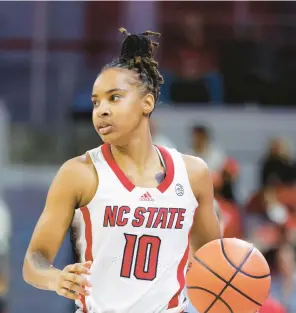  ?? BEN MCKEOWN/AP FILE ?? North Carolina State’s Aziaha James and her Wolfpack teammates have risen to fifth in the Associated Press poll.