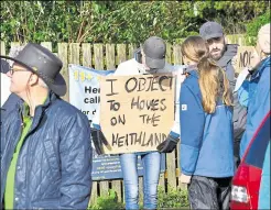  ?? ?? MP Helen Whately feared people could be denied having their say on the controvers­ial Healthands developmen­t. Right, an earlier protest against the homes