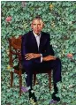  ??  ?? In an image provided by Kehinde Wiley, former President Barack Obama’s official portrait for the National Portrait Gallery collection, painted by Kehinde Wiley.