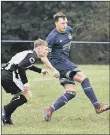  ??  ?? HOT-SHOT Danny Lane, right, struck a hat-trick last night