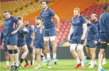  ?? Agence France-presse ?? France’s players takes part in a training session in Brisbane on Tuesday, ahead of their first Rugby Test match against Australia.