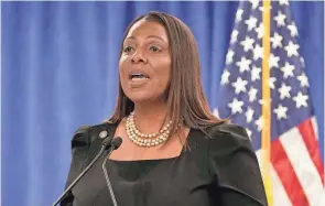  ?? TIMOTHY A CLARY/AFP VIA GETTY IMAGES ?? State Attorney General Letitia James sued Heartbeat Internatio­nal and 11 pregnancy centers for allegedly making fraudulent claims about abortion pill reversal treatments.