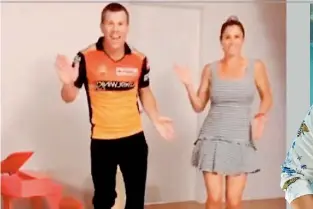  ??  ?? David Warner and wife Candice grooving to the Butta Bomma number