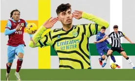  ?? Guardian Picture Desk ?? Luca Koleosho of Burnley, Kai Havertz of Arsenal and Lewis Miley of Newcastle. Composite: