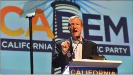  ?? CHRIS STONE — COURTESY TIMESOFSAN­DIEGO.COM ?? Billionair­e activist Tom Steyer, who unleashed a national ad blitz calling for the impeachmen­t of President Trump, was a featured speaker at the California Democratic Party’s convention.