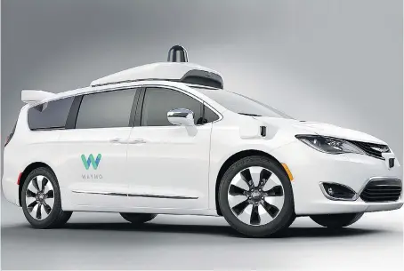  ??  ?? The joint Fiat Chrysler-Waymo project is part of a partnershi­p to incorporat­e Google’s self-driving technology into the Pacifica hybrid.