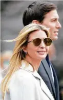  ?? Olivier Douliery / Abaca Press/TNS ?? Galleria shoppers don’t seem to mind that selections from the fashion line created by Ivanka Trump, shown with her husband, Jared Kushner, are diminishin­g from stores at the popular shopping mall.
