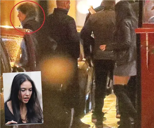  ??  ?? Night out: Sir Mick, circled, and Noor Alfallah together in Paris last week. Right and inset: Miss Alfallah in the city, where the Rolling Stones were performing