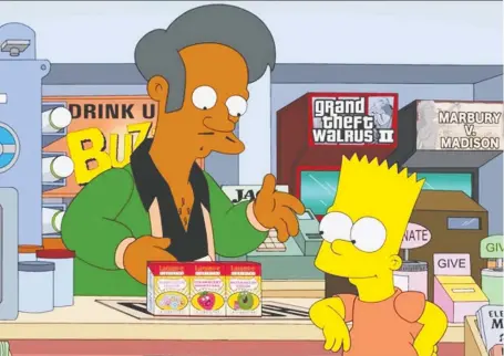  ?? FOX ?? Hank Azaria, who voiced the Indian-born character Apu, left, on The Simpsons for decades, admits he felt defensive after watching the 2017 documentar­y The Problem With Apu. But in a recent podcast, the actor says it prompted his own eye-opening education about racism in North America.