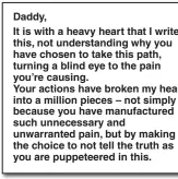  ??  ?? Meghan’s emotional letter to her father