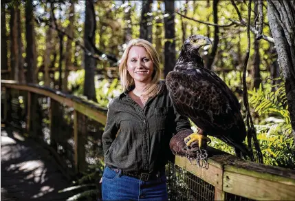  ?? RICHARD GRAULICH / THE PALM BEACH POST ?? Amy Kight, Busch Wildlife Sanctuary’s new executive director, holds Hannibal, a juvenile bald eagle and cancer survivor, at the sanctuary in Jupiter on Thursday. Kight started working at the sanctuary in 2004.