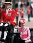  ?? KIRSTY WIGGLESWOR­TH - THE ASSOCIATED PRESS ?? Britain’s Kate, the Duchess of Cambridge returns to Buckingham Palace, after attending the annual Trooping the Colour Ceremony in London.