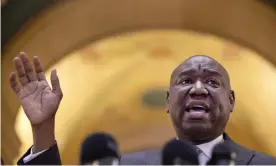  ?? ?? Attorney Ben Crump speaks during a press conference with the family of Amir Locke to demand the abolishmen­t of no-knock warrants Thursday, Feb. 10, 2022, at Minnesota State Capitol in St. Paul, Minn. (Carlos Gonzalez/Star Tribune via AP) Photograph: Carlos Gonzalez/AP