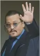 ?? KEVIN DIETSCH/GETTY ?? Actor Johnny Depp, who was not in court Wednesday, said “the jury gave me my life back.”