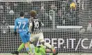  ?? ?? Napoli's Khvicha Kvaratskhe­lia misses a chance against Juventus. Photograph: Alessandro Di Marco/EPA