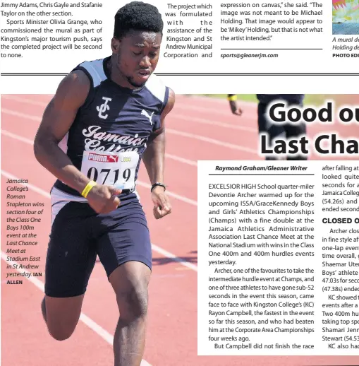  ?? IAN ALLEN ?? Jamaica College’s Roman Stapleton wins section four of the Class One Boys 100m event at the Last Chance Meet at Stadium East in St Andrew yesterday.