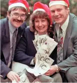  ??  ?? Celebratio­n: The Thompsons with Elaine’s brother Ian, right, in 1995