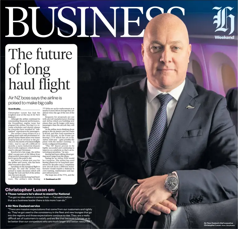  ?? Photo / Greg Bowker ?? Air New Zealand chief executive Christophe­r Luxon