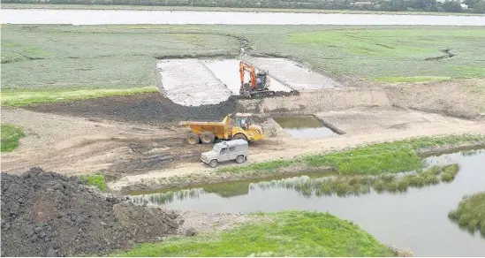  ??  ?? Hesketh Out Marsh Reserve, where work has been going on to create new habitats for wildlife, while also enhancing flood protection measures