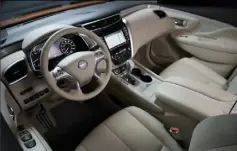  ??  ?? The interior of the 2015 Nissan Murano is well appointed and luxurious, at least in the upper echelons, but interactin­g with the road was difficult.