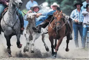  ?? PHOTO: GETTY IMAGES ?? Greg Lamb in action during the open steer wrestling at the Millers Flat rodeo in 2011.