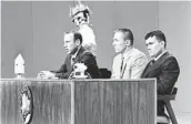  ?? AP FILE ?? Apollo 13 astronauts James A. Lovell Jr. (left), Jack Swigert and Fred Haise at a news conference in 1970.