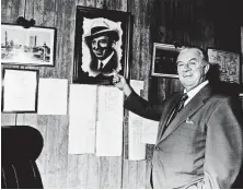  ?? GETTY IMAGES ?? PRE-PC: Albert ‘Dapper’ O’Neil shows off a portrait of Mayor James Michael Curley in his office. O’Neil was known for packing a pistol in City Council meetings — and shooting from the hip pretty much anytime.