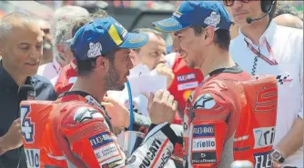  ?? FOTO: MOTOGP.COM ?? Andrea Dovizioso y Jorge Lorenzo. Se acabó el buen rollo entre los compañeros de equipo