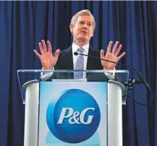  ?? AP ?? P&G CEO David Taylor answers questions at a news conference following Procter & Gamble’s shareholde­r vote on Tuesday.