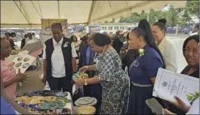  ?? ?? Women Affairs, Community, Small to Medium Enterprise­s minister Monica Mutsvangwa touring stands at the Open Market Day and Exhibition in Bulawayo recently