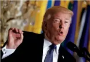  ?? THE ASSOCIATED PRESS ?? President Donald Trump speaks Friday during a Hispanic Heritage Month event in the East Room of the White House in Washington.