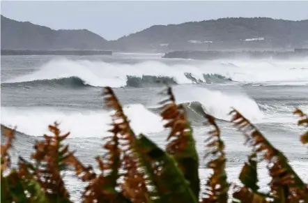  ??  ?? Surf’s up: Waves crashing on the coast as Typhoon Haishen approaches in Makurazaki, Kagoshima prefecture.