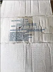  ?? JOHN PACENTI PHOTOS / THE PALM BEACH POST ?? Mary Steffen said she has a fish carton that she pulled from the ALF’s recycling bin March 27, 2016. The box is stamped “best before 11/2015.” She says the residents were fed food unfit for frail seniors.