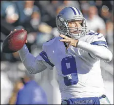  ?? RICH SCHULTZ / GETTY IMAGES ?? Quarterbac­k Tony Romo’s eventual destinatio­n is a major offseason question. With his salary and injury history, he won’t return to Dallas.