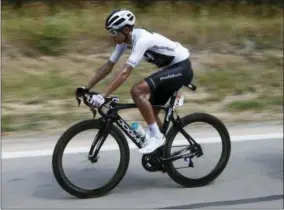  ?? CHRISTOPHE ENA — THE ASSOCIATED PRESS ?? In this Friday image, Colombia’s Egan Arley Bernal Gomez rides during the thirteenth stage of the Tour de France cycling race over 169.5 kilometers (105.3 miles) with start in Bourg d’Oisans and finish in Valence, France. Bernal, the youngest rider at...